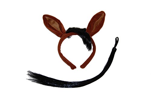 GIZZY® Adults, Childrens Fancy Dress Horse Brown Ears on Head band & Tail Set von GIZZY