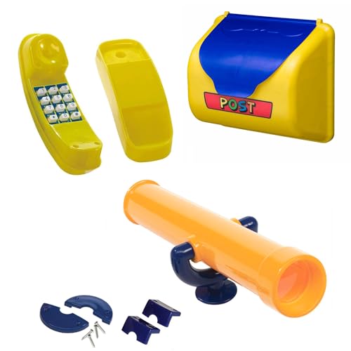 GK Zubehör-Set z.B. für Spielturm mit gelbem Telefon, gelb/blauem Briefkasten und Teleskop in der Farbe (gelb) von GK