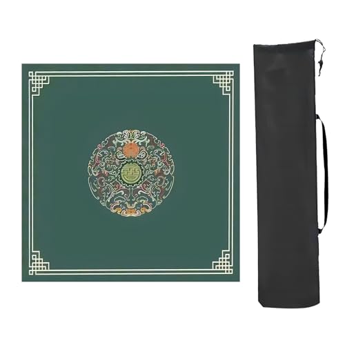 GKIRQVPE Mahjong Mat ，Mahjong Table Cloth ， Mit Aufbewahrungstasche, Mahjong-Tischmatte mit Rutschfester Gummirückseite, Mahjong-Spielmatte for Tischpoker(Groen,23.62x23.62in) von GKIRQVPE