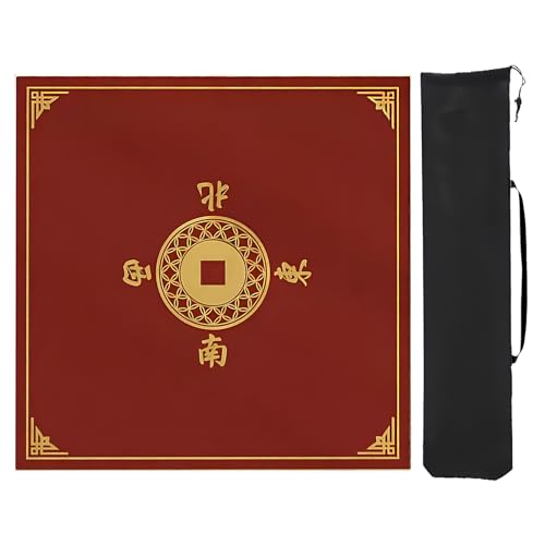 Mahjong Mat ，Mahjong Table Cloth ， Mit Aufbewahrungstasche, Quadratische Mahjong-Tischmatte, Mahjong-Spielmatte mit Rand, Mahjong-Pad for Pokerkartenspiele(80cm/31.49in) von GKIRQVPE