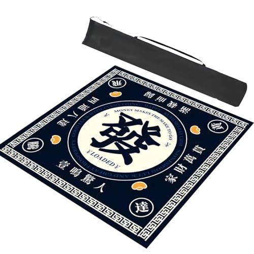 Mahjong Mat ，Mahjong Table Cloth ， Mit schwarzer Tragetasche Anti-Rutsch- und Geräuschreduzierungs-Tischdecke Brettspiele rutschfeste Matte(Blauw,23.6x23.6in/60x60cm) von GKIRQVPE