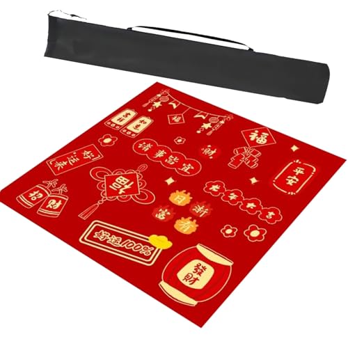 GKIRQVPE Mahjong Mat ，Mahjong Table Cloth ， Paigow Poker-Spieltisch-Abdeckung, rutschfest, geräuschreduzierend, Brettspiel-Matte(Rood,39.4x39.4inch/100x100cm) von GKIRQVPE