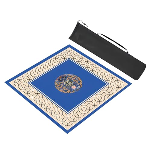 Mahjong Mat ，Mahjong Table Cloth ， Quadratische Mahjong-Spielmatte mit Aufbewahrungstasche, rutschfeste Mahjong-Tischmatte mit Geräuschreduzierung, for Mahjong-Poker-Kartenspiele(Blauw,70x70cm (27.55x von GKIRQVPE