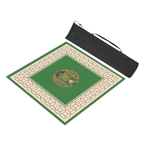 Mahjong Mat ，Mahjong Table Cloth ， Quadratische Mahjong-Spielmatte mit Aufbewahrungstasche, rutschfeste Mahjong-Tischmatte mit Geräuschreduzierung, for Mahjong-Poker-Kartenspiele(Groen,70x70cm (27.55x von GKIRQVPE