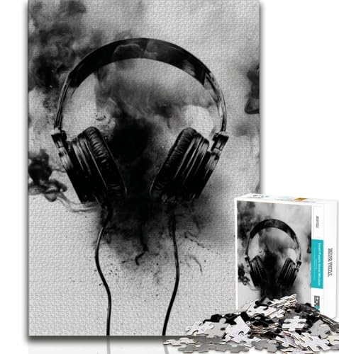 1000-teiliges Puzzle für Erwachsene und Jugendliche, Schwarz-Weiß-Kopfhörer, Spielzeug, Lernspiele, Stressabbau, tolle Geschenke und Spielzeuge, 75x50cm 1000-teiliges Puzzle für Erwachsene und Jugendliche, Schwarz-Weiß-Kopfhörer, Spielzeug, Lernspiele, Stressabbau, tolle Geschenke und Spielzeuge, 75x50cm von GKJPOXZJ