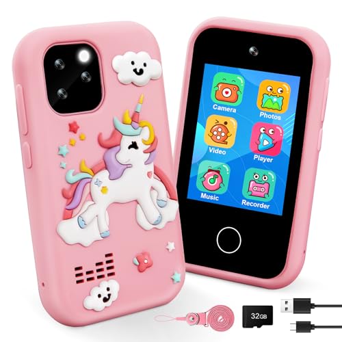 GKTZ Kinder Handy,Kinder Smartphone, Weihnachten Geburtstag Geschenk für 3 4 5 6 7 8 Jahre alte Mädchen, 2.8” Display Spielzeug Handy mit Musik und Spiel von GKTZ