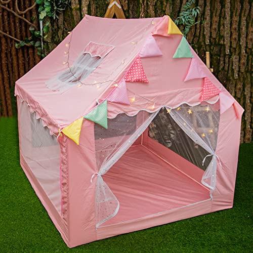 Kinder Spielzelt für Mädchen - Große Prinzessin Schloss Spielzelt, Indoor & Outdoor Pop-up Spielhaus mit Star Lichter Kinder Kleinkinder Geschenke für 3 4 5 6 7 8 9 Jahre alt Mädchen Jungen(Haus Rosa) von GKXLH