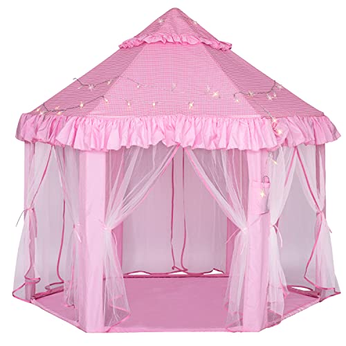 Kinder Spielzelt für Mädchen - Große Prinzessin Schloss Spielzelt, Indoor & Outdoor Pop-up Spielhaus mit Star Lichter Kinder Kleinkinder Geschenke für 3 4 5 6 7 8 9 Jahre alt Mädchen Jungen (Rosa) Kinder Spielzelt für Mädchen - Große Prinzessin Schloss Spielzelt, Indoor & Outdoor Pop-up Spielhaus mit Star Lichter Kinder Kleinkinder Geschenke für 3 4 5 6 7 8 9 Jahre alt Mädchen Jungen (Rosa) von GKXLH