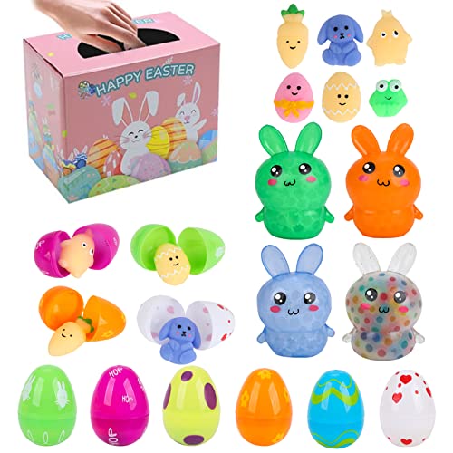 16 Pcs Squishy Squeeze-Spielzeug Osterei Füllstoffe Mochi Squishy Set Squeeze Spielzeug Anti Stress Spielzeug Kaninchen-Weiche Squeeze Stress Relief, für Stress Reliever Geschenk Kinder-Ostereiersuche von GLAITC