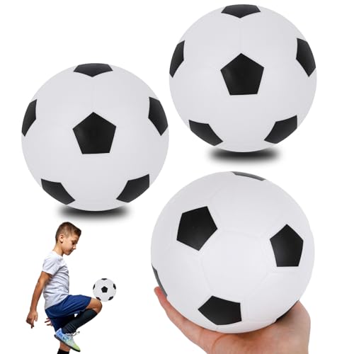 3 Stück Fussball Kinder, 16cm Aufblasbarer Fußball, Mini Fußbälle für Kinder, Weiche Gummi Fußball, Fußball Hüpfbälle für Kinder, für Outdoor-Indoor-Spielplatz, Garten, Strand von GLAITC