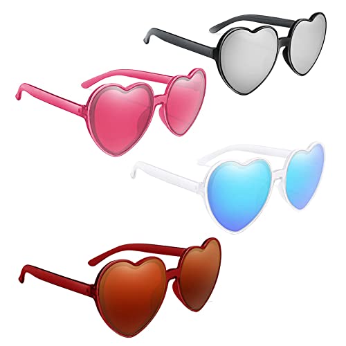 GLAITC Herz Sonnenbrille 4 Stück Herz Party Brillen Retro Party Sonnenbrille Randlose Herz Brille für Henne Strand Sommer Party Erwachsene Kinder von GLAITC