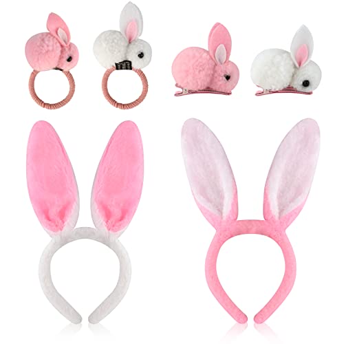 GLAITC Osterhase Plüsch Haarbänder, Hasenohren Stirnband Set, Kinder Mädchen Hase Ostern Fancy Dress Set für Ostern Cosplay Disney Geburtstag Party von GLAITC