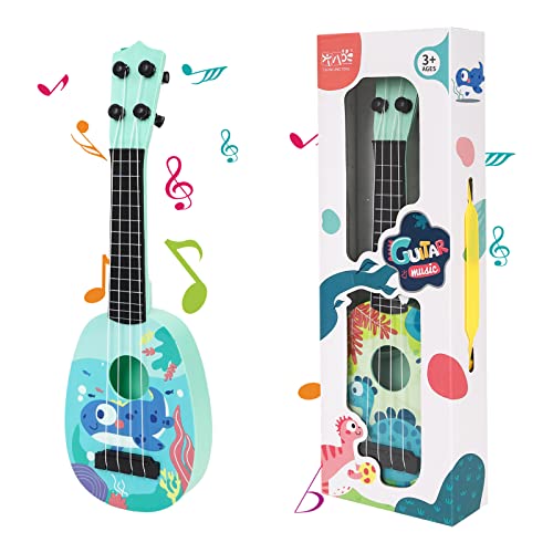 Kindergitarre,37cm Gitarre für Kinder,Mini Gitarre Ukulele Gitarre Spielzeug,Ukulele Instrument mit 4 verstellbaren Saiten Mini-Gitarre für Kleinkinder,Anfänger,Jungen,Mädchen,Geschenk (Style-c) von GLAITC