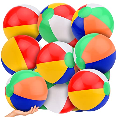Wasserbälle Aufblasbarer Regenbogen Wasserball,12Pcs Pool-Schwimmball 16cm/30cm Strandparty-Spielzeug für Aktivitäten im Freien Sommer Strand Pool Bälle Kinder Erwachsene(30cm) von GLAITC