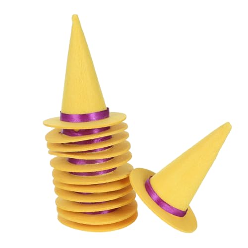 GLEAVI 12 Stück Mini Filz Hexenhüte Gelb Leichte Halloween Party Deko für Flaschen DIY Bastelprojekte und Kostümzubehör Kompakte Tischdekoration GLEAVI 12 Stück Mini Filz Hexenhüte Gelb Leichte Halloween Party Deko für Flaschen DIY Bastelprojekte und Kostümzubehör Kompakte Tischdekoration von GLEAVI