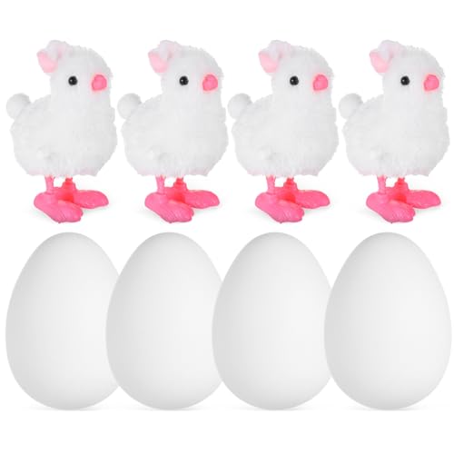 GLEAVI 4 Stück Ostern Eier mit Hasen Bunte Ostereier: Plüschhasen Ostergeschenk Osterhase Plüschspielzeug mit Ei zum befüllen für Ostern Partyzubehör Osterkorb Überraschungsgeschenk von GLEAVI