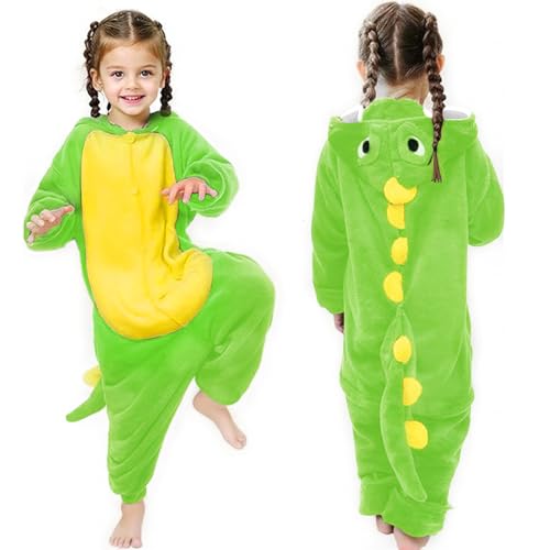 GLEEMEN Dinosaurier Kostüm Kinder, Unisex Pyjamas Onesies Tiere Kostüm, Dinosaurier Jumpsuit, Tier Onesie für Kinder Mädchen Jungen, Dino Kostüm Kinder Cosplay Faschings (100) von GLEEMEN