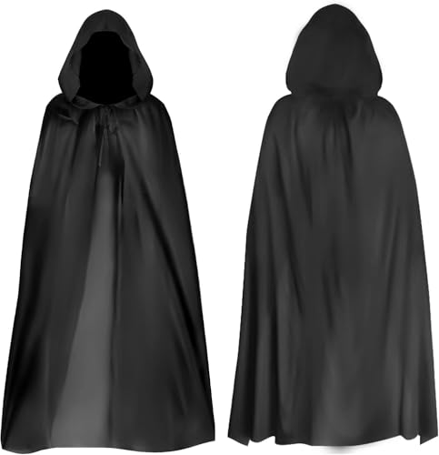 GLEEMEN Halloween Umhang mit Kapuze, Teufel Kostüm Hexenko, Mittelalter Umhang Kapuzenumhang, Kinder Herren Damen Vampire Umhang kostüm Cape Satin, Kostüm Mantel Karneval 90cm von GLEEMEN