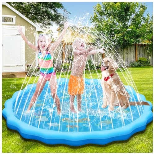 GLINKADO Splash Pad 170cm, Wasserspielmatte Sommer, Garten, Wasserspielzeug für Babys, Kinder, Hunde und Haustiere von GLINKADO