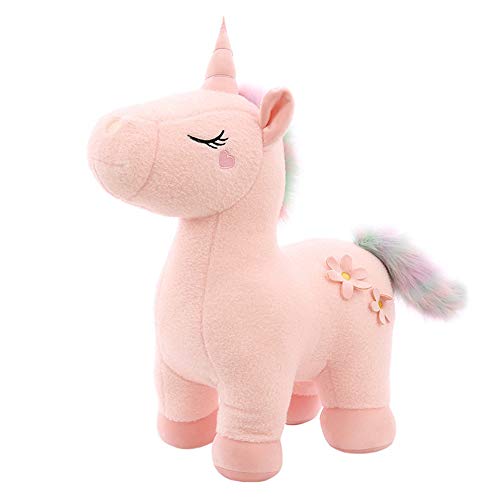 GLITZFAS Kuscheliges Plüsch Einhorn mit bunter Mähne Stofftier Plüschtier Kuscheltier für Mädchen (Rosa,40cm) von GLITZFAS