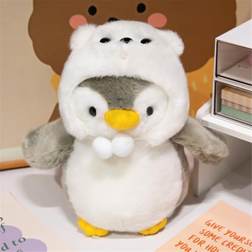 GLITZFAS Pinguin Kuscheltier, 25cm Cross-Dressing Pinguin Plüschtier Weihnachten Pinguin Stofftier Süße Pinguin Plüsch zum Kuscheln & Spielen für Kinder Weihnachts Geschenk (Grau) von GLITZFAS