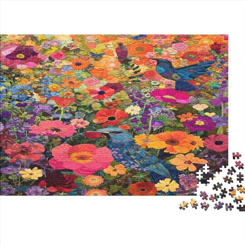 Bird Flower Puzzle 1000 Teile Premium Holzspielzeug Birds Flowers Grass Einzigartiges 14 Jahren Puzzle Motiv Vorlage Puzzle Schwer Für Wohnkultur 1000pcs (75x50cm) von GLMCXSXZS