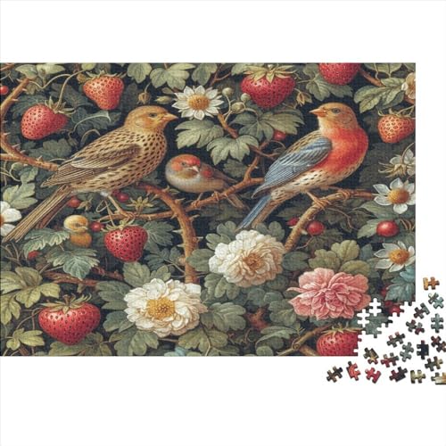 Bird Flower Puzzle 1000 Teile Premium Holzspielzeug Birds Flowers Grass Überraschungs Erwachsene Und Kinder Klassische Puzzle Geschenk Moderne 1000pcs (75x50cm) von GLMCXSXZS