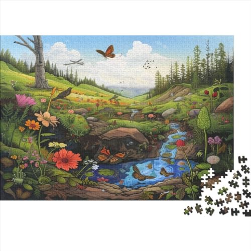 Bird Flower Puzzle 500 Teile Premium Holzspielzeug Birds Flowers Grass Einzigartiges 14 Jahren Puzzle Klassische Puzzle Wohnkultur 500pcs (52x38cm) von GLMCXSXZS