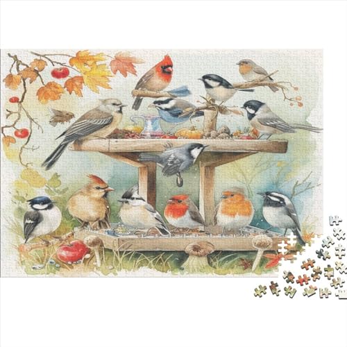 Bird Flower Puzzle 500 Teile Premium Holzspielzeug Birds Flowers Grass Überraschungs 14 Jahren Puzzle Erwachsene Puzzle Kit Geschenk Moderne 500pcs (52x38cm) von GLMCXSXZS