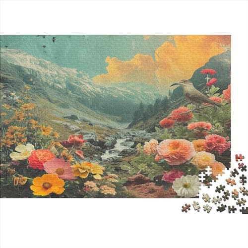 Bird Flower Puzzle 500 Teile Premium Holzspielzeug Birds Flowers Grass Überraschungs 14 Jahren Puzzle Erwachsene Puzzle Kit Wohnkultur 500pcs (52x38cm) von GLMCXSXZS