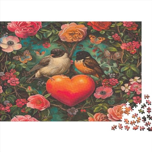 Bird Flower Puzzle 500 Teile Premium Holzspielzeug Birds Flowers Grass Überraschungs Erwachsene Und Kinder Erwachsene Puzzle Kit Geschenk Moderne 500pcs (52x38cm) von GLMCXSXZS