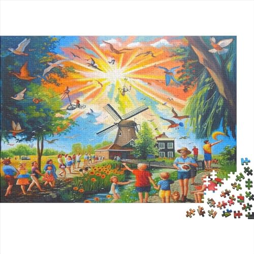 Chickens Puzzle 300 Teile Premium Holzspielzeug Chickens Einzigartiges 14 Jahren Puzzle Klassische Puzzle Geschenk Moderne 300pcs (40x28cm) von GLMCXSXZS