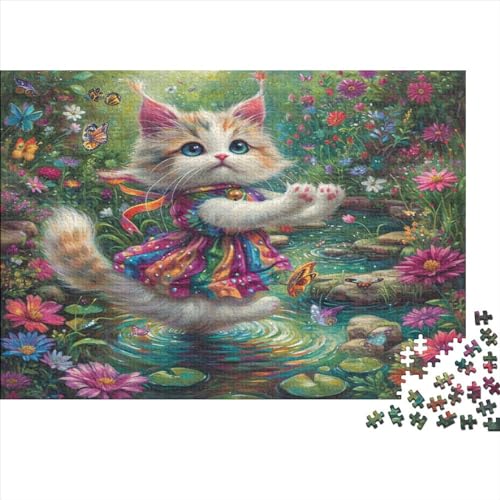 Cute Cat Puzzle 1000 Teile Premium Holzspielzeug Cute Cat Überraschungs Erwachsene Und Kinder Motiv Vorlage Puzzle Schwer Für Geschenk Moderne 1000pcs (75x50cm) von GLMCXSXZS