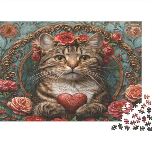 Cute Cat Puzzle 500 Teile Premium Holzspielzeug Cute Cat Überraschungs Erwachsene Und Kinder Erwachsene Puzzle Kit Wohnkultur 500pcs (52x38cm) von GLMCXSXZS