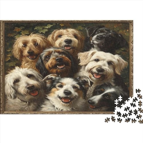 Cute Puppy Puzzle 500 Teile Premium Holzspielzeug Cute Puppy Einzigartiges 14 Jahren Puzzle Erwachsene Puzzle Kit Geschenk Moderne 500pcs (52x38cm) von GLMCXSXZS