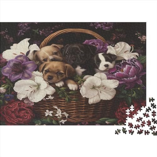 Cute Puppy Puzzle 500 Teile Premium Holzspielzeug Cute Puppy Einzigartiges 14 Jahren Puzzle Klassische Puzzle Wohnkultur 500pcs (52x38cm) von GLMCXSXZS