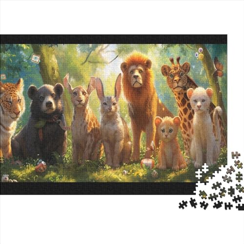 Prairie Animal Puzzle 300 Teile Premium Holzspielzeug Cute Animals Lion Tiger Einzigartiges Erwachsene Und Kinder Motiv Vorlage Puzzle Schwer Für Wohnkultur 300pcs (40x28cm) von GLMCXSXZS