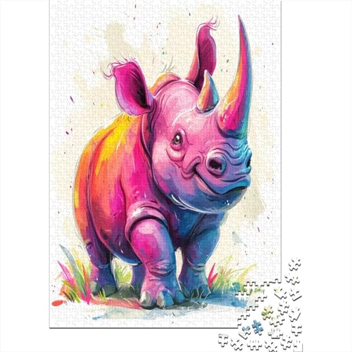 Rhinoceros Puzzlespiel 1000 Teile Erwachsene -Puzzle 1000 Stück Spiel Puzzles Für Erwachsene Kinder Puzzle Erwachsenen Puzzlespiel Puzzel 1000pcs (75x50cm) von GLMCXSXZS