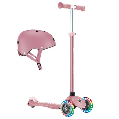 GLOBBER PRIMO PLUS LIGHTS rosa-pastellrosa, mit Leuchtrollen inkl. Helm von GLOBBER