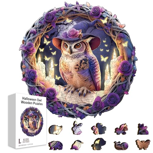 GLOBLELAND Holzpuzzle Erwachsene 200 Teile Holzpuzzles Halloween Magischer Eule Wooden Puzzle Unregelmäßige Einzigartige Puzzle für Erwachsene und Kinder Kreatives Weihnachten Geschenke GLOBLELAND Holzpuzzle Erwachsene 200 Teile Holzpuzzles Halloween Magischer Eule Wooden Puzzle Unregelmäßige Einzigartige Puzzle für Erwachsene und Kinder Kreatives Weihnachten Geschenke von GLOBLELAND