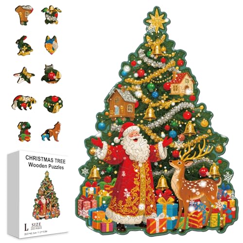 GLOBLELAND Holzpuzzle Erwachsene 200 Teile Holzpuzzles Weihnachtsbaum Wooden Puzzle Unregelmäßige Einzigartige Puzzle für Erwachsene und Kinder Kreatives Weihnachten Geschenke GLOBLELAND Holzpuzzle Erwachsene 200 Teile Holzpuzzles Weihnachtsbaum Wooden Puzzle Unregelmäßige Einzigartige Puzzle für Erwachsene und Kinder Kreatives Weihnachten Geschenke von GLOBLELAND