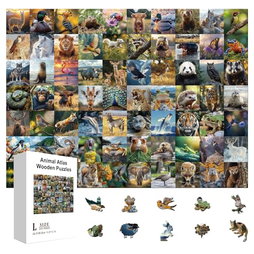 GLOBLELAND Holzpuzzle Erwachsene 300 Teile Holzpuzzles 70 Tieratlas Wooden Puzzle Unregelmäßige Einzigartige Puzzle für Erwachsene und Kinder Kreatives Weihnachten Geschenke GLOBLELAND Holzpuzzle Erwachsene 300 Teile Holzpuzzles 70 Tieratlas Wooden Puzzle Unregelmäßige Einzigartige Puzzle für Erwachsene und Kinder Kreatives Weihnachten Geschenke von GLOBLELAND