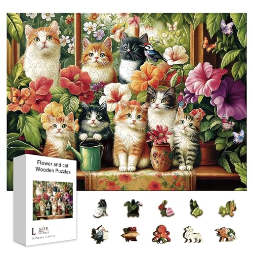 GLOBLELAND Holzpuzzle Erwachsene 300 Teile Holzpuzzles Blume und Katze Wooden Puzzle Unregelmäßige Einzigartige Puzzle für Erwachsene und Kinder Kreatives Weihnachten Geschenke GLOBLELAND Holzpuzzle Erwachsene 300 Teile Holzpuzzles Blume und Katze Wooden Puzzle Unregelmäßige Einzigartige Puzzle für Erwachsene und Kinder Kreatives Weihnachten Geschenke von GLOBLELAND