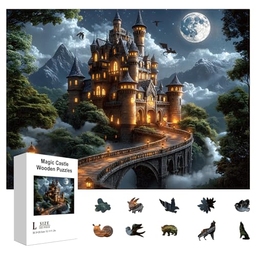GLOBLELAND 300 Stück Holzpuzzle „Nachtzauberschloss“ Zum Lernen Für Kleinkinder 11.22x15.16 Zoll Buntes Drachen Und Schloss Holzpuzzle Feiertags Und Geburtstagsgeschenk Für Das Lernen Im Vorschulalter GLOBLELAND 300 Stück Holzpuzzle „Nachtzauberschloss“ Zum Lernen Für Kleinkinder 11.22x15.16 Zoll Buntes Drachen Und Schloss Holzpuzzle Feiertags Und Geburtstagsgeschenk Für Das Lernen Im Vorschulalter von GLOBLELAND