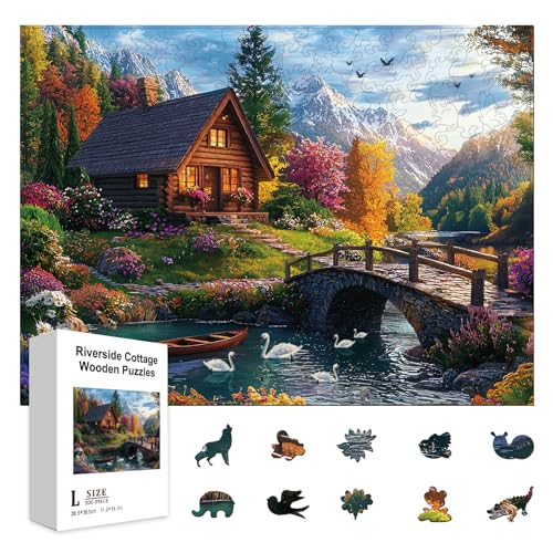 GLOBLELAND 300 Stück Holzpuzzle „Riverside Cottage“ Zum Lernen Für Kleinkinder 11.22x15.16 Zoll Bunte Flusslandschaft Holzpuzzle Feiertags Und Geburtstagsgeschenke Für Das Lernen Im Vorschulalter GLOBLELAND 300 Stück Holzpuzzle „Riverside Cottage“ Zum Lernen Für Kleinkinder 11.22x15.16 Zoll Bunte Flusslandschaft Holzpuzzle Feiertags Und Geburtstagsgeschenke Für Das Lernen Im Vorschulalter von GLOBLELAND