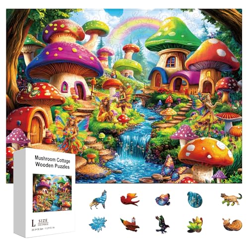 GLOBLELAND 300 Stück Pilzhäuschen Puzzle Aus Holz Zum Lernen Für Kleinkinder 11.22x15.16 Zoll Bunte Pilzhäuser Holzpuzzle Feiertags Und Geburtstagsgeschenke Für Das Lernen Im Vorschulalter GLOBLELAND 300 Stück Pilzhäuschen Puzzle Aus Holz Zum Lernen Für Kleinkinder 11.22x15.16 Zoll Bunte Pilzhäuser Holzpuzzle Feiertags Und Geburtstagsgeschenke Für Das Lernen Im Vorschulalter von GLOBLELAND
