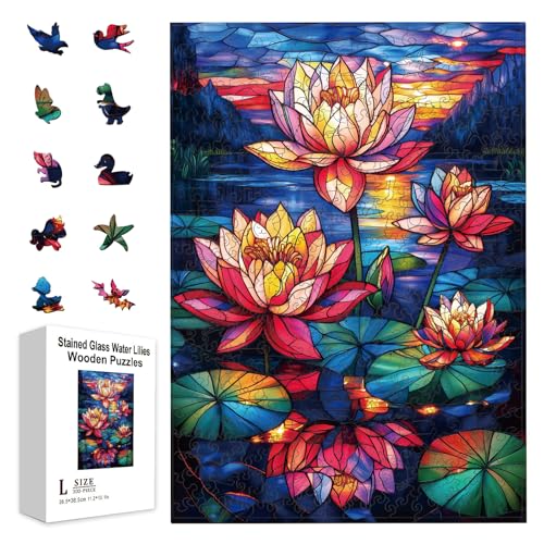 GLOBLELAND Holzpuzzle Erwachsene 300 Teile Holzpuzzles Glasmalerei Seerosen Wooden Puzzle Unregelmäßige Einzigartige Puzzle für Erwachsene und Kinder Kreatives Weihnachten Geschenke GLOBLELAND Holzpuzzle Erwachsene 300 Teile Holzpuzzles Glasmalerei Seerosen Wooden Puzzle Unregelmäßige Einzigartige Puzzle für Erwachsene und Kinder Kreatives Weihnachten Geschenke von GLOBLELAND