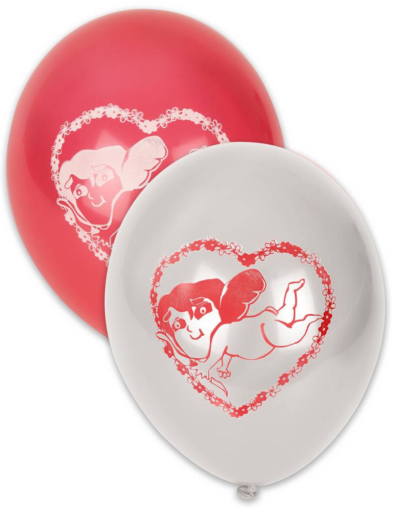 Liebesengel Luftballons Valentinstag-Deko 10 Stück rot-weiss von GLOBOLANDIA