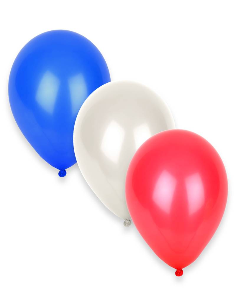 Party Zubehör Luftballons Frankreich 12 Stück blau-weiss-rot von GLOBOLANDIA