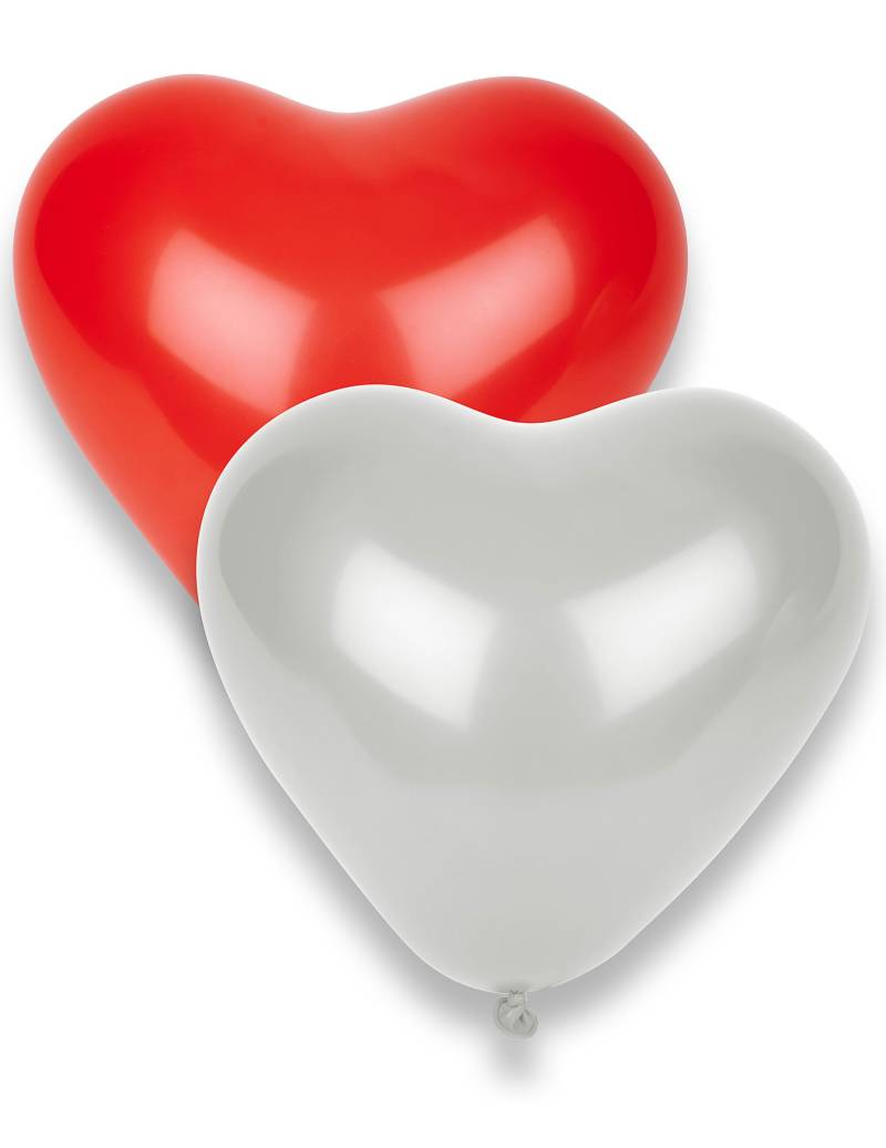 Romantische Herz Luftballons Valentinstag 8 Stück rot-weiss 33x36cm von GLOBOLANDIA